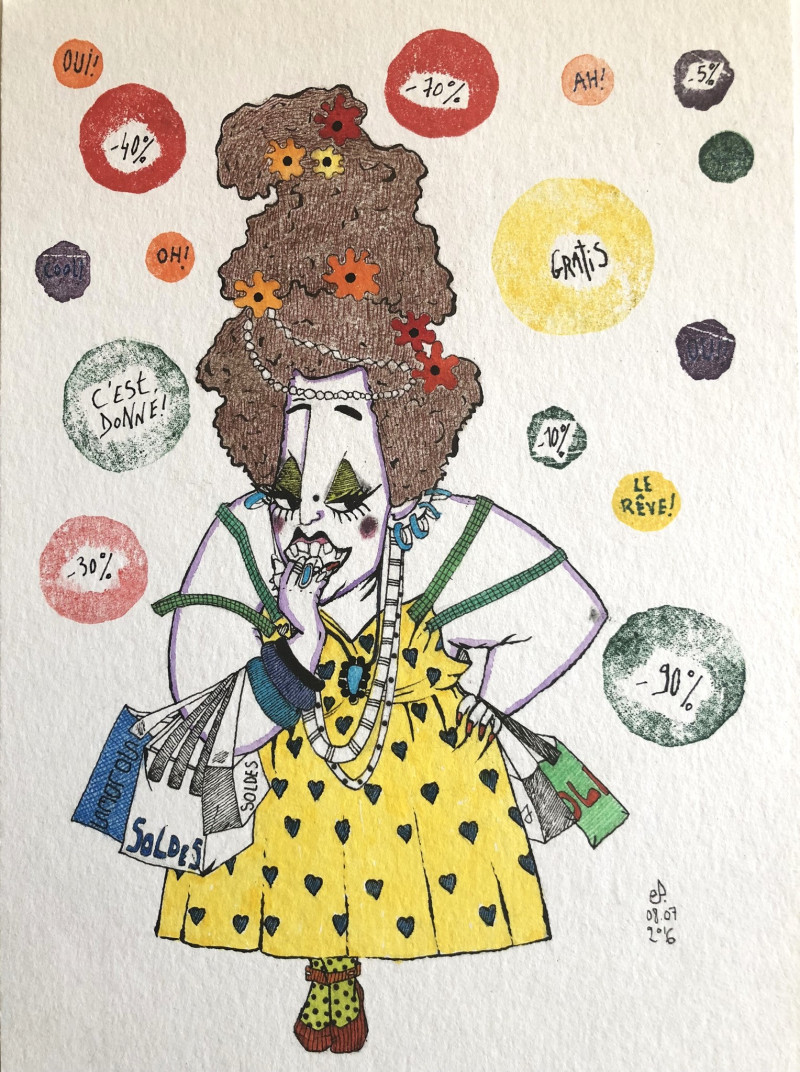 Soldes maniaque/ Techniques mixtes par Ema Dée - Image principale