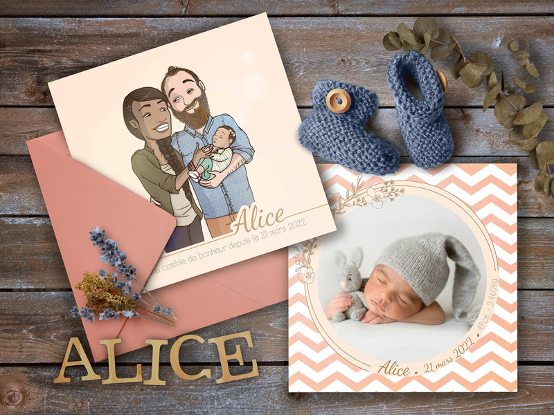 Faire-part naissance avec illustration sur-mesure par Gri Marina - Miniature 4