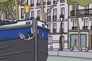 Péniche bleue -  - Produit créatif