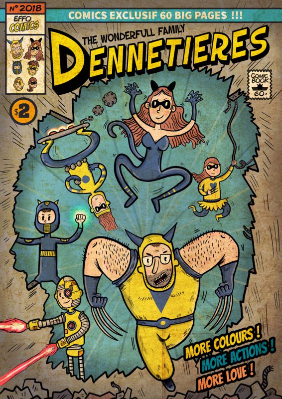 Illustration pour une famille dans un comics - effo fabien - illustrateurs/rices