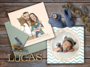 Faire-part naissance avec illustration sur-mesure -  - Produit créatif